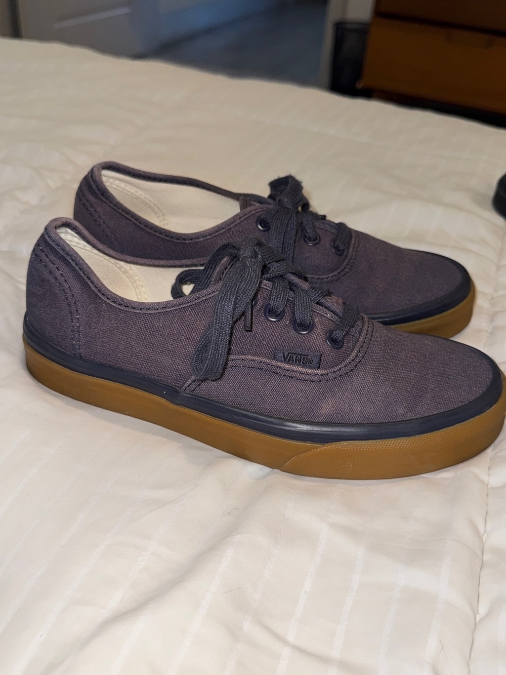 Vans Men’s Low-Top Canvas Sneakers in Charcoal with Gum Sole